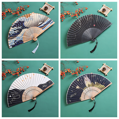Folding Japanese Hand Fan Bamboo Hand Held Fan Art Dance