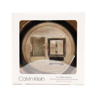 Calvin Klein CK Men's Reversible Leather 4-in-1 Belt Gift Box Set