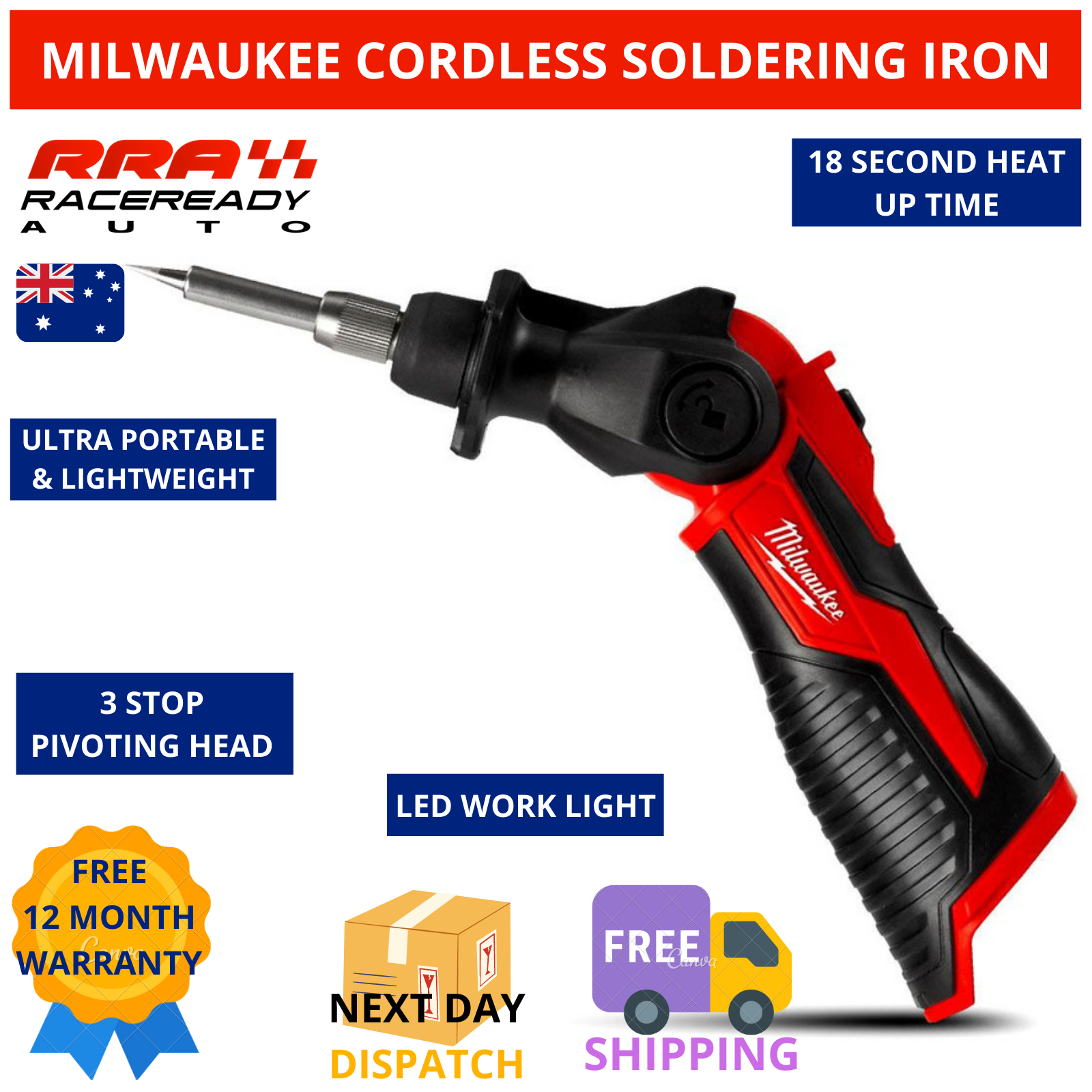 Milwaukee Cordless Soldering Iron M12 Portable Battery Powered Solder