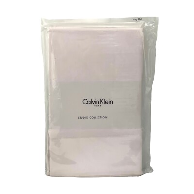 Calvin Klein Florence Stitch 500 Thread Count KING Flat Sheet SLIPPER PINK $125