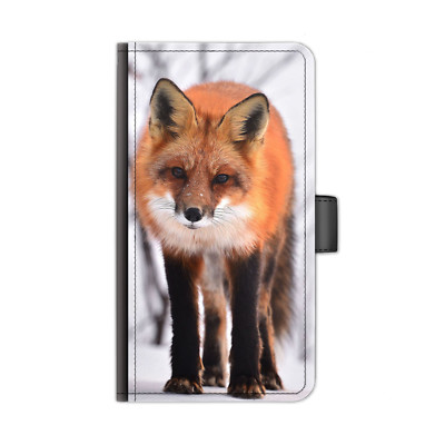 Red Fox Phone Case;PU Leather Flip Wallet Phone Cover For Apple/Samsung/Huawei