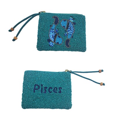 Pisces Beaded Zodiac Coin Purse Celestial America Beyond NWOT Fish Water Sign 