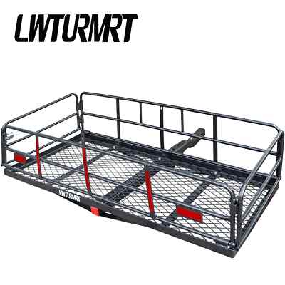 LWTURMRT Foldable Hitch Mount Cargo Carrier Mounted Basket Luggage Rack w/ 2'' R