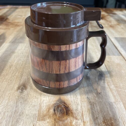 Cup Wood Barrel Woodgrain Plastic Button