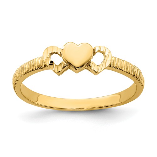 lui jewelryゴールドハートリング Lex & Lu 14k Yellow and Rose Gold w/Rhodium Love Heart Ring