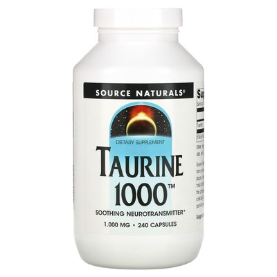 Source Naturals Таурин 1000 1000 мг 240 капсул Без молочных продуктов, без яиц,