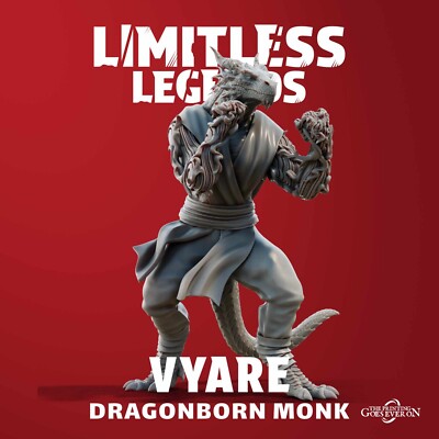 Dragonborn Monk - Vyare - Male | Limitless Legends | D&D Miniature 32mm