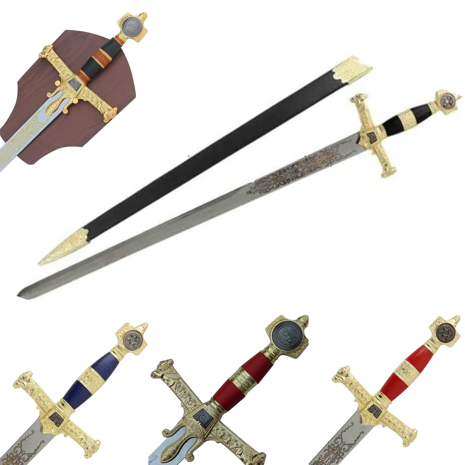 KING SOLOMON MEDIEVAL TEMPLAR CRUSADER REPLICA LONGSWORD - Historical Collection