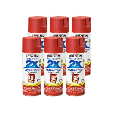 Painter's Touch 2X Ultra Cover Spray Paint, Satin Paprika, 6 Pack - Make Offer!