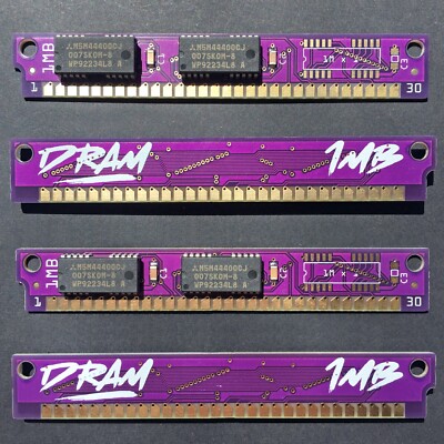 4pcs PurpleRAM new 4MB kit (4x1MB) 60ns 30pin SIMM low profile memory modules