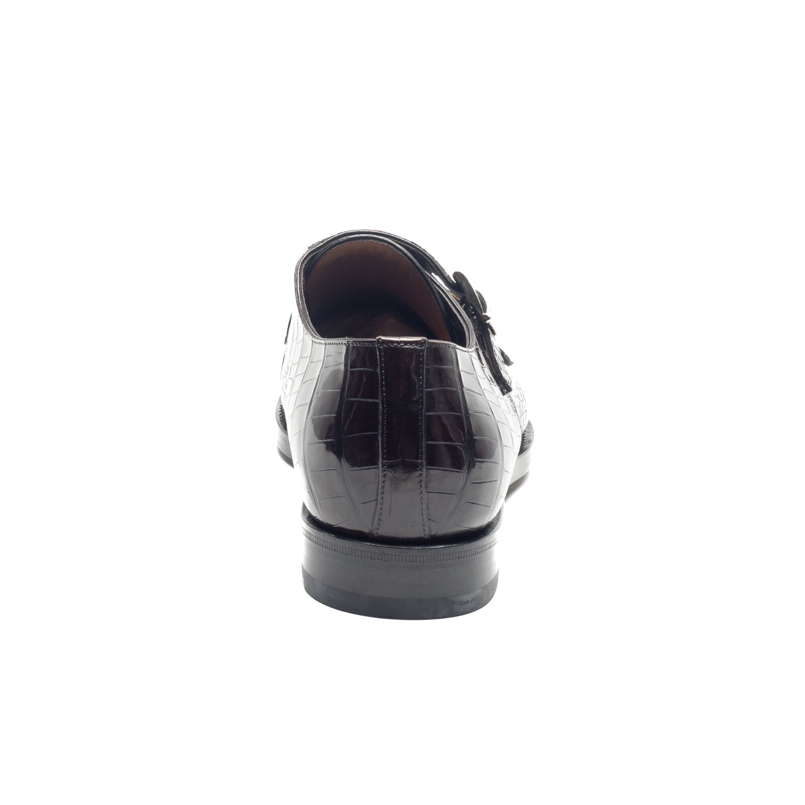 Pre-owned Santoni Double Monk Crocodile Alligator Shoes Uk: 11 Us: 12 Eu: 45 Dark Brown