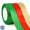 ASTARON Satin Ribbon for Christmas Crafts, 1 Inch, Red, Green, Gold Solid Color, DIY Hair Bows, Silk Ribbon for Gift Wrapping, Bouquets, Decorations