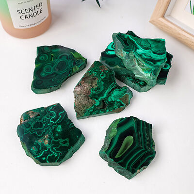 Natural Malachite Crystal Energy Slice Gemstone Healing Mineral for Home Decor