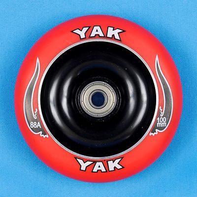 YAK Scooter Wheel 100mm Red/Black w/Bearings - Razor Lucky District Phoenix