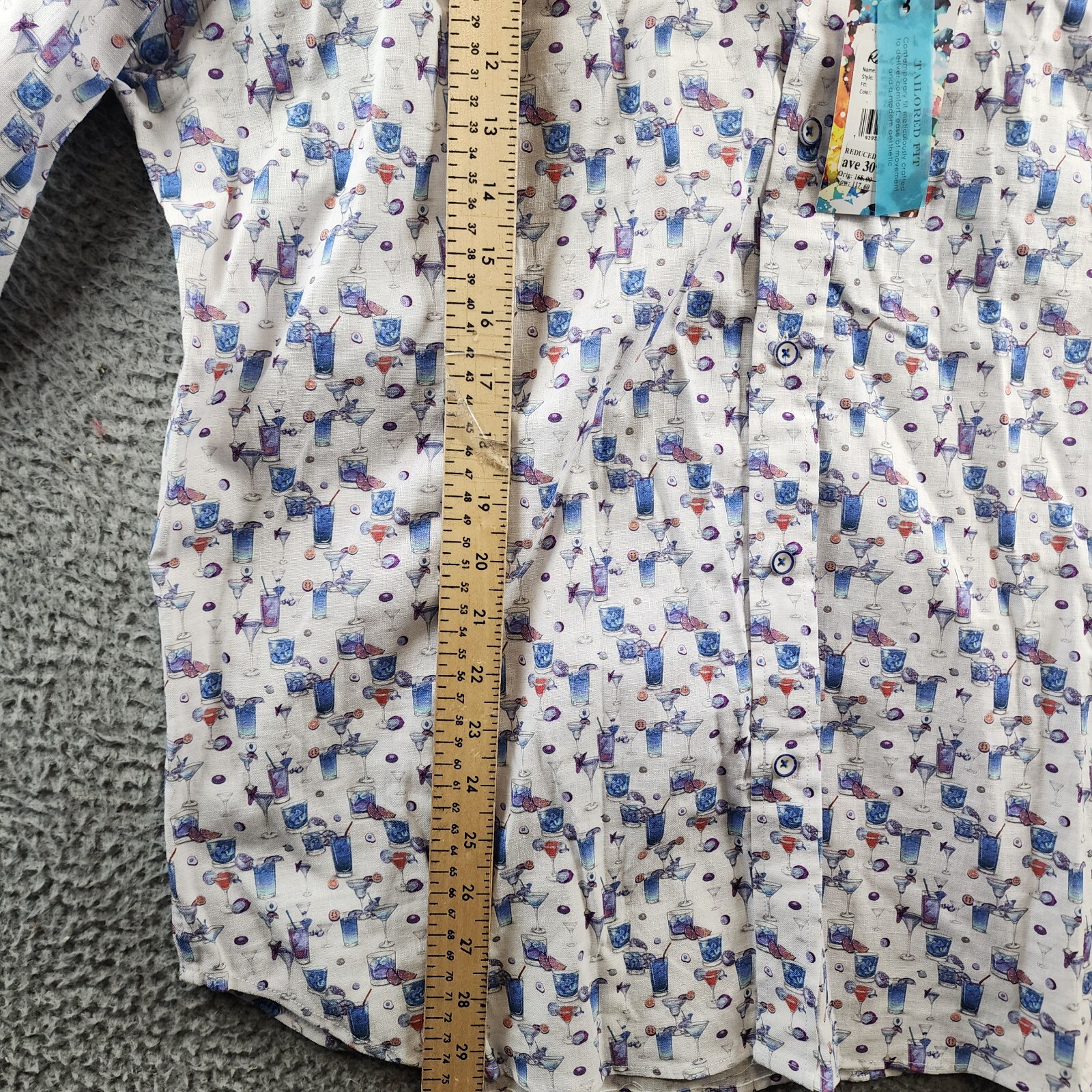 Robert Graham Blue Hawaiian Linen Blend Button Up Shirt Men's 2XL Multi Printed - Picture 8 of 15