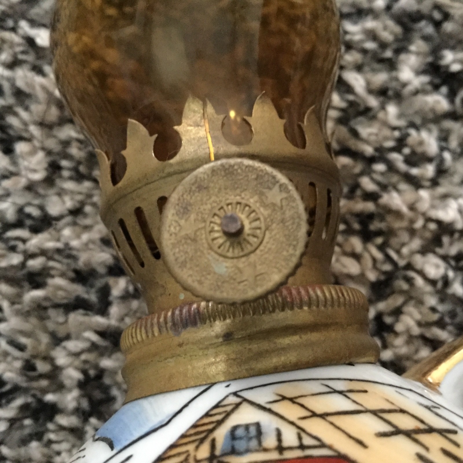 HAND PAINTED MINIATURE HURRICANE LAMP TEAPOT SHAPE