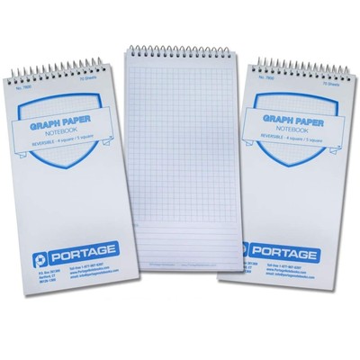 Portage Graph Paper Notebook   Top Bound Spiral Grid Notepad, Small Graph Not...