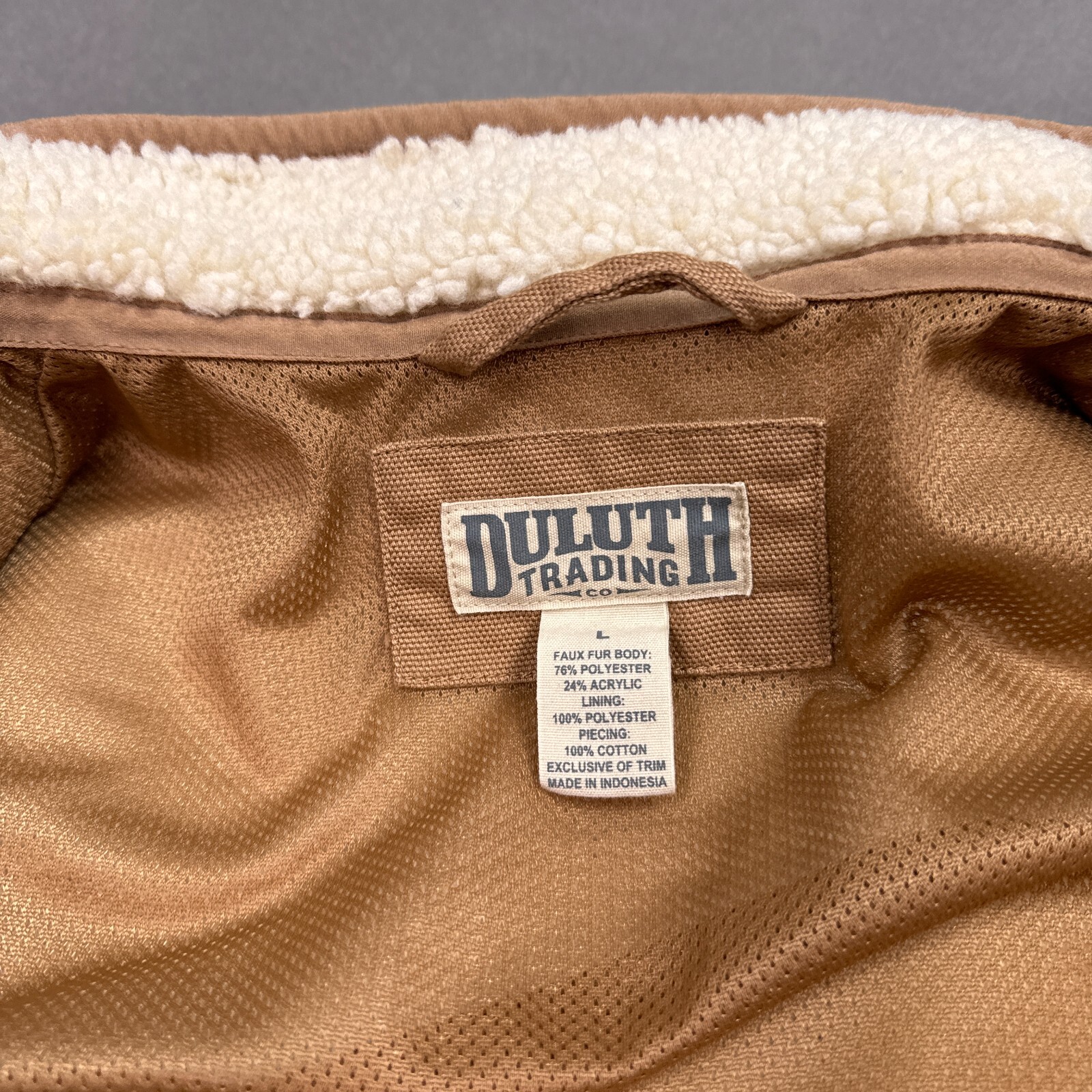 Duluth Vest Mens Large Brown Burly Sherpa High Deep Pile Chore Barn Snow Work