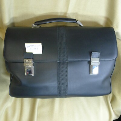 Chopard Black Leather Men's Mille Miglia Briefcase with Cover Bag
