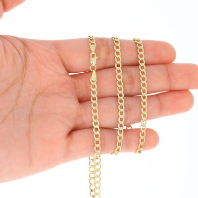 10K Yellow Gold 2mm-7.5mm Curb Cuban Chain Link Necklace or Bracelet 7''-30''
