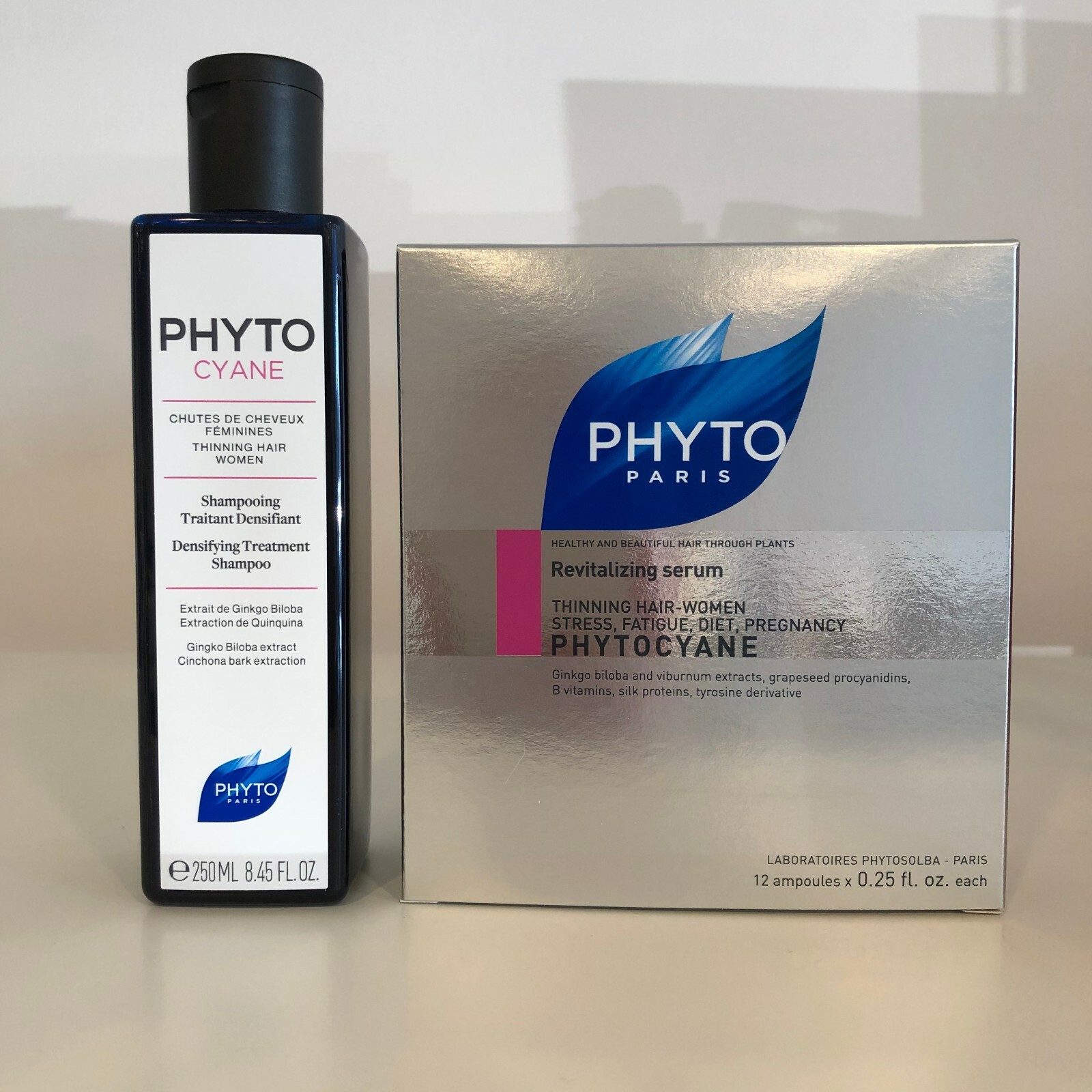 Phyto Phytocyane densifying treatment shampoo, revitalizing serum duo nib retail