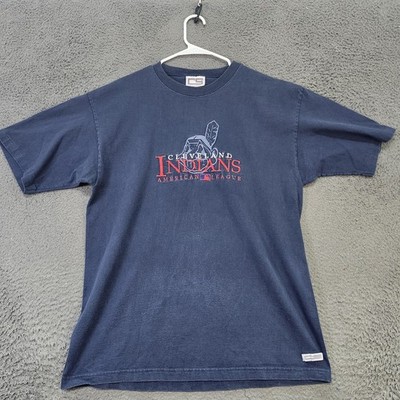 Vintage Cleveland Indians Shirt Mens XL Blue MLB Baseball Crable Sportswear 90s
