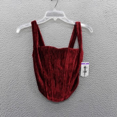Naked Wardrobe Velvet Ribbed Corset Top Red Wine XS Goth NEW