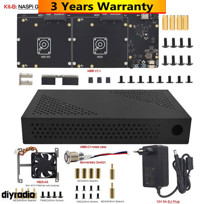 NASPi-Gemini 3.5 NAS Storage w/ 3.5'' SATA HDD Shield 12V for Raspberry Pi 4