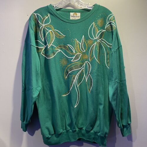 Vtg 80s Sloppy Joes Uni Size Abstract Leaves Sparkles Vtg 80s Sloppy Joes Uni Size Abstract Leaves Sparkles