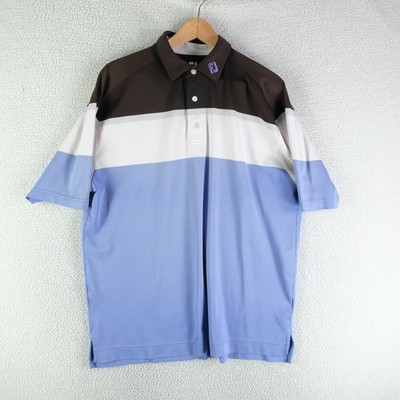 FootJoy Golf Polo Shirt Mens XL Blue White Black Colorblock Stretch Tour