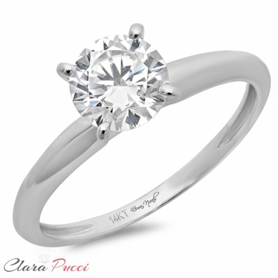 Pre-owned Pucci 1.1ct Round Simulated Diamond Wedding Engagement Anniversary Ring 14k White Gold In White/colorless
