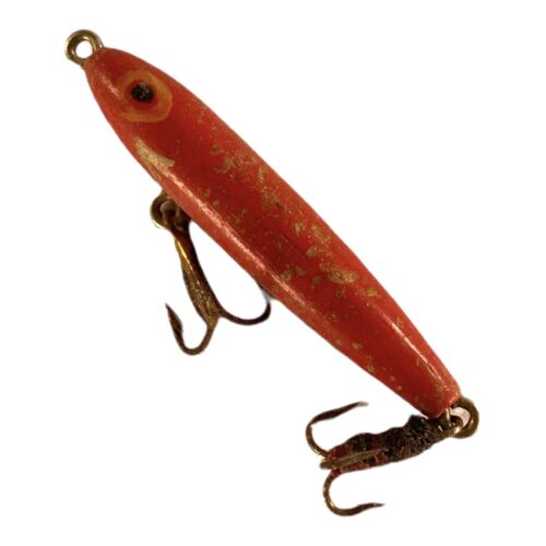 Fishing Lure Wood 2 Hook 2 Small Vtg Antique Unbranded
