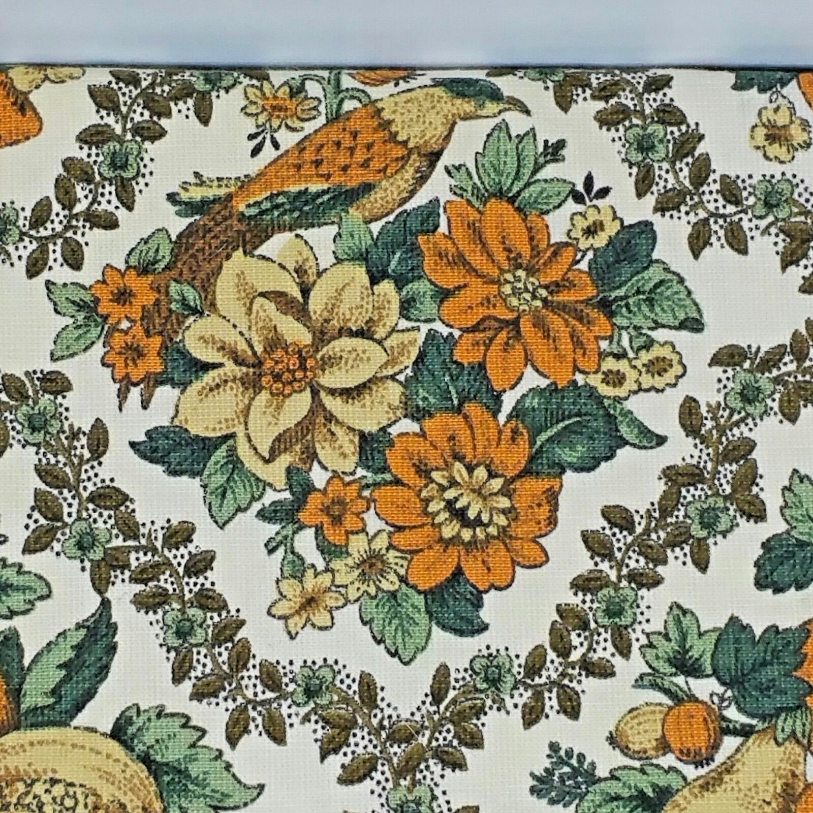 Vintage Waverly Bonded Fabric Floral Fruit Birds Marlborough 48 X 96” 2.67 Yard
