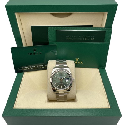 Rolex Datejust 41 New Release Mint Green Steel White Gold Automatic Watch 126334
