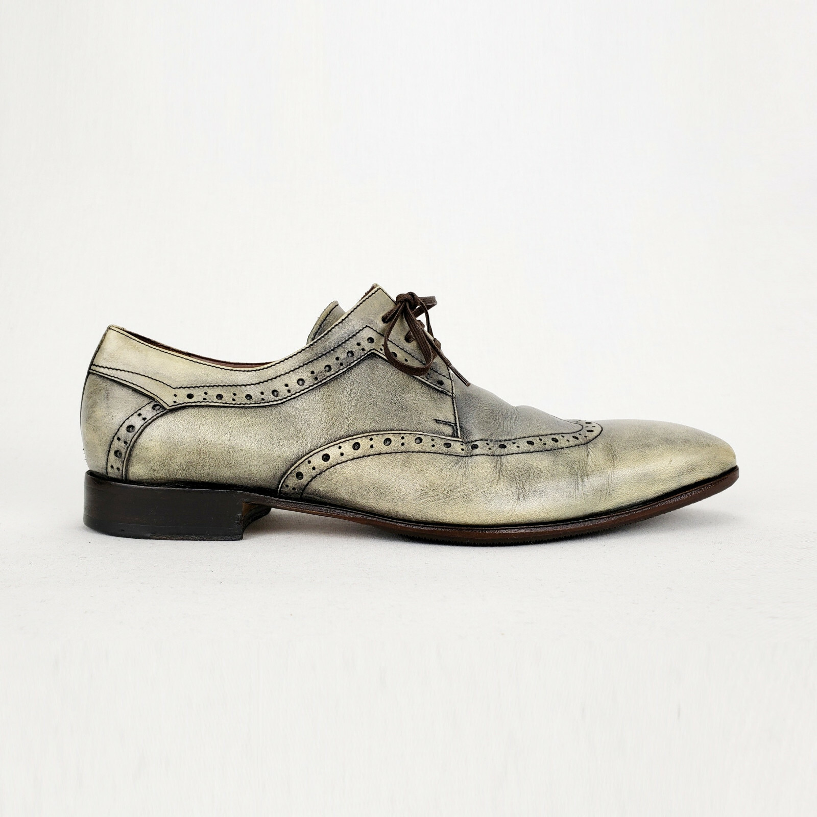 Туфли FLORIS VAN BOMMEL Leather Lace Derby Shoes Wingtip Brogue Stone Blue  42 Us8.5Uk8: купить с доставкой из США, цена 10 657 руб - (134056543843)
