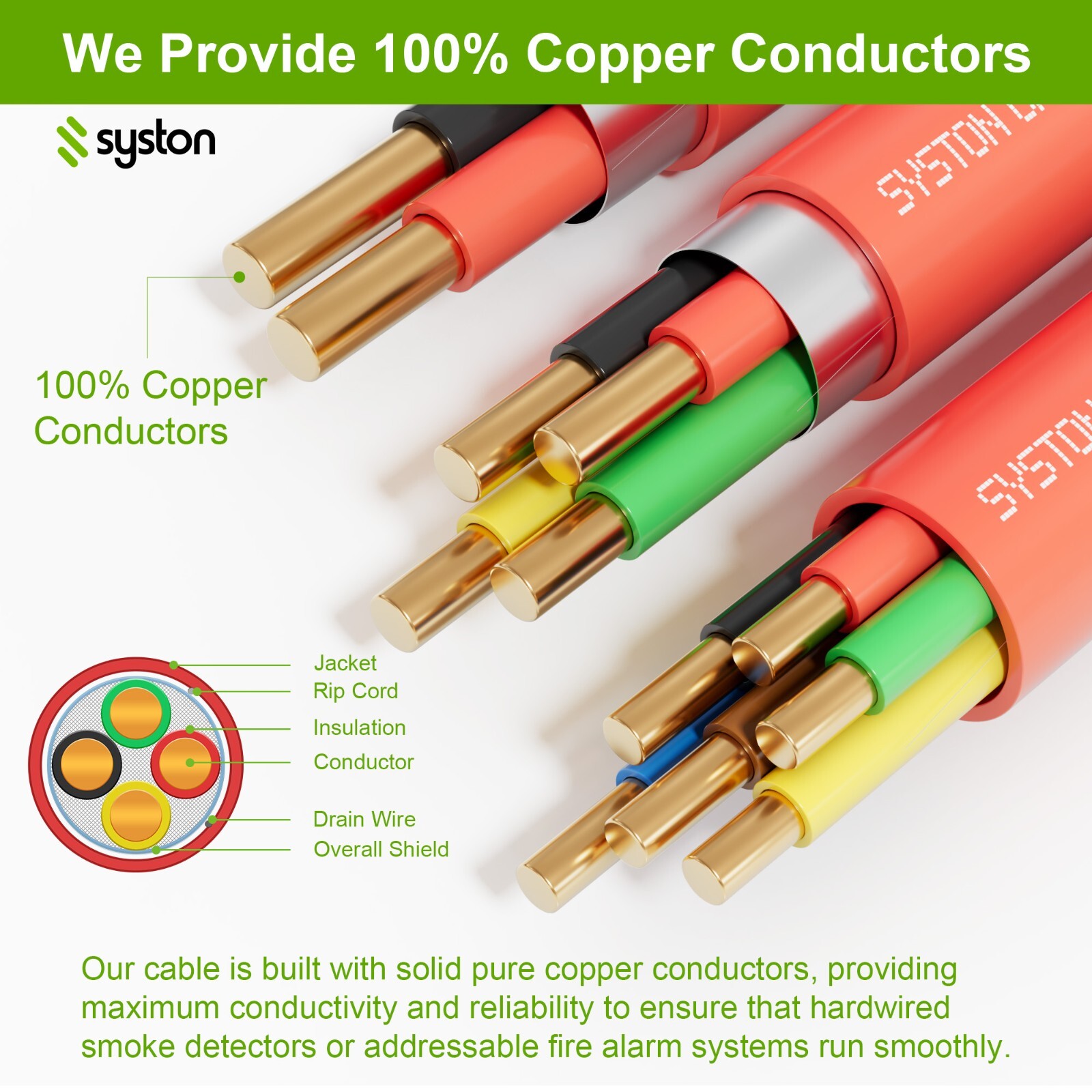 Syston 16/4 Fire Alarm Cable FPLR Unshielded Copper Wire - 100 ft/250 ft/1000 ft