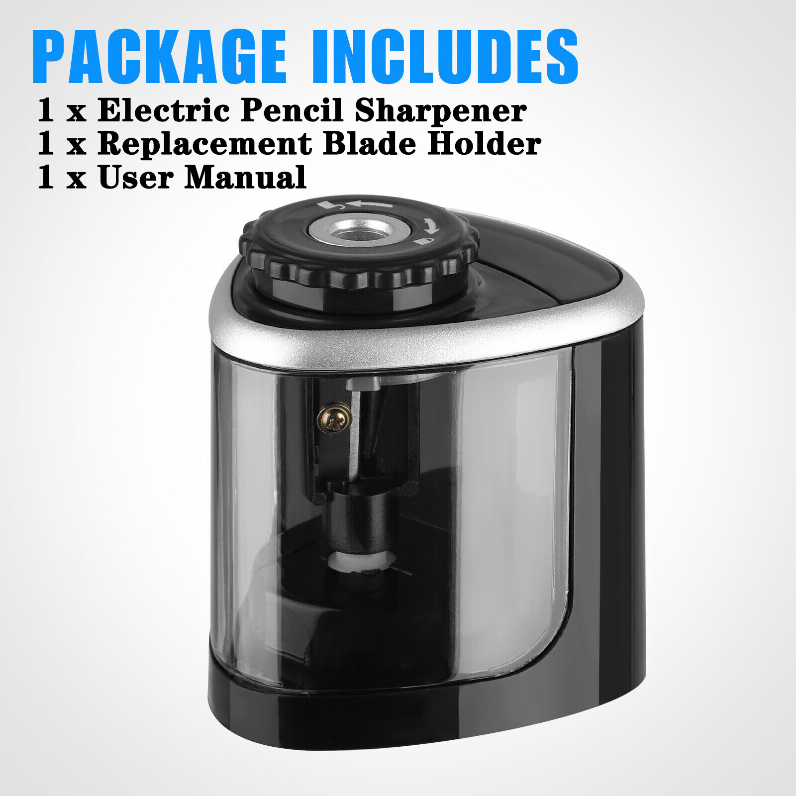 Automatic Electric Pencil Sharpener Helical Blade Fast Sharpen Battery Operated
