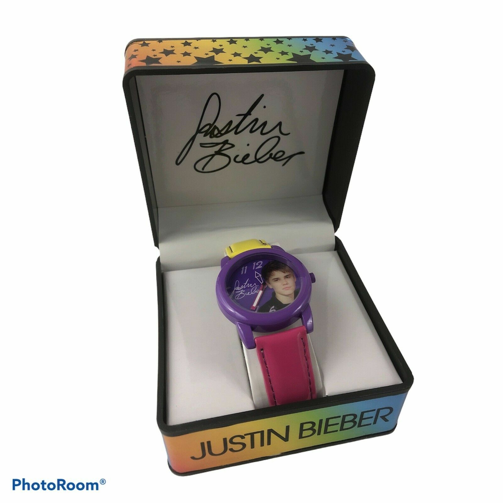 Brand New Justin Bieber Wrist Watch Purple/Pink And Yellow