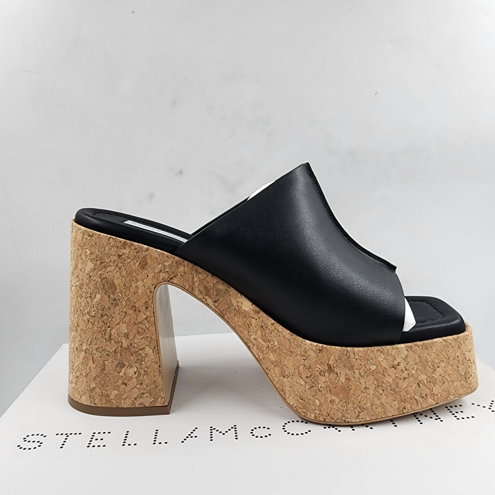 Stella McCartney Skyla Alter Eco Platform Sandals Womens 38.5/8.5US Black SlipOn - Picture 8 of 16