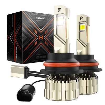 9007 HB5 LED Headlight Bulbs High Low Beam 6500K White Fanless Bright SEALIGHT