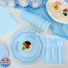 350 Pcs Light Blue Party Supplies Include Scalloped Plate Napkin Cup Forks Knives, Plastic Cutlery 50 Guest Disposable Party Tableware Set for Wedding Baby Shower Bridal Shower Birthday Parties