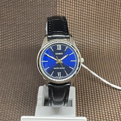 Casio LTP-V005L-2B Ladies Blue Analog Black Leather Date Quartz Casual Watch