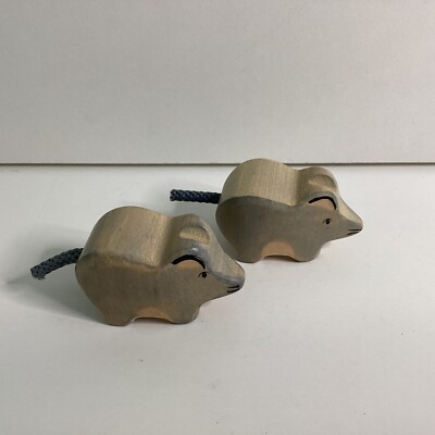 S133 - Holztiger - 2 X Maus - Mäuse - Holzmäuse - Holzfiguren - Neu