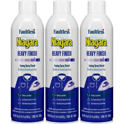 Faultless Niagara Heavy Finish Ironing Spray Starch; Pack of 3 - 20 oz/bottle