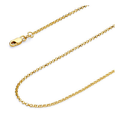 Pre-owned Wellingsale 14k Yellow Gold Solid 1.6mm Classic Rolo Chain Necklace