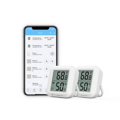 Zigbee Temperature and Humidity Sensor 2 Pack, Digital LCD Display, ZigBee Hu...