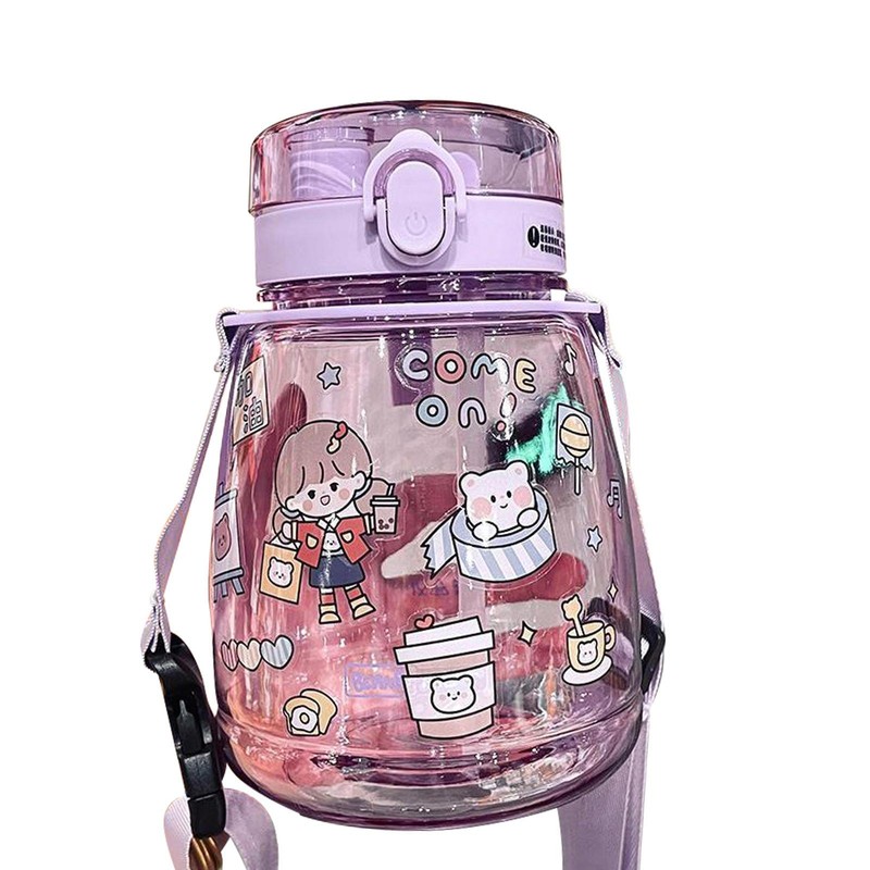 1* Big Belly Water Bottle 1300ml Gradient Color Water Cups with Straw for Travel