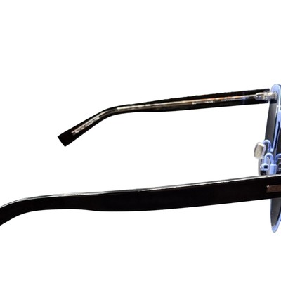 Pre-owned Dior Unisex Round Designer Sunglasses 52mm "black Tie" Black & Blue Mirror