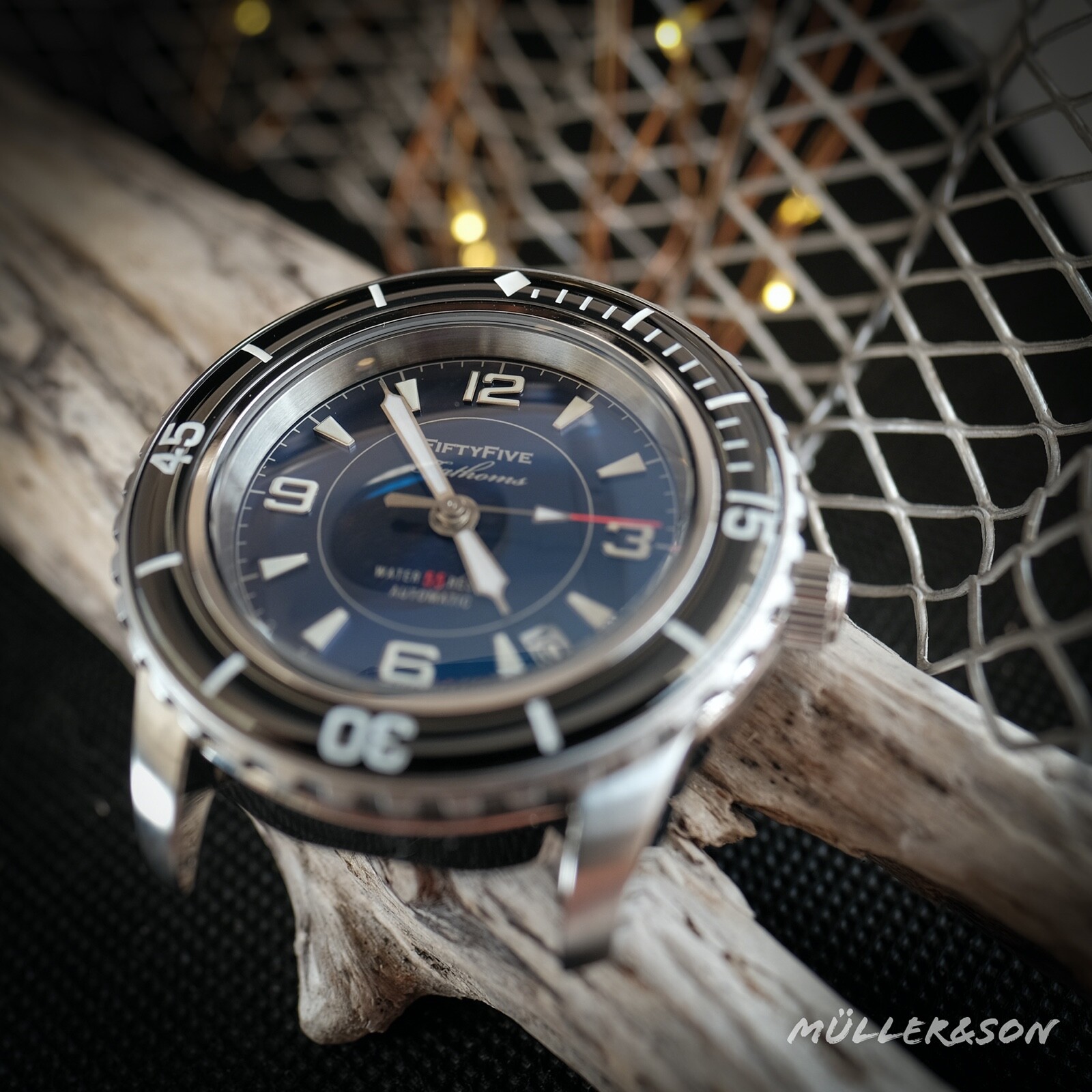 Pre-owned Müller&son Watch "batman Supermod" Made From Seiko Snzh Fifty Five Fathoms