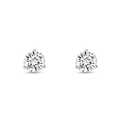 Pre-owned Shine Brite With A Diamond 1 Ct Round Lab Created Grown Diamond Earrings 14k White Gold F/vs Martini Push In White/colorless